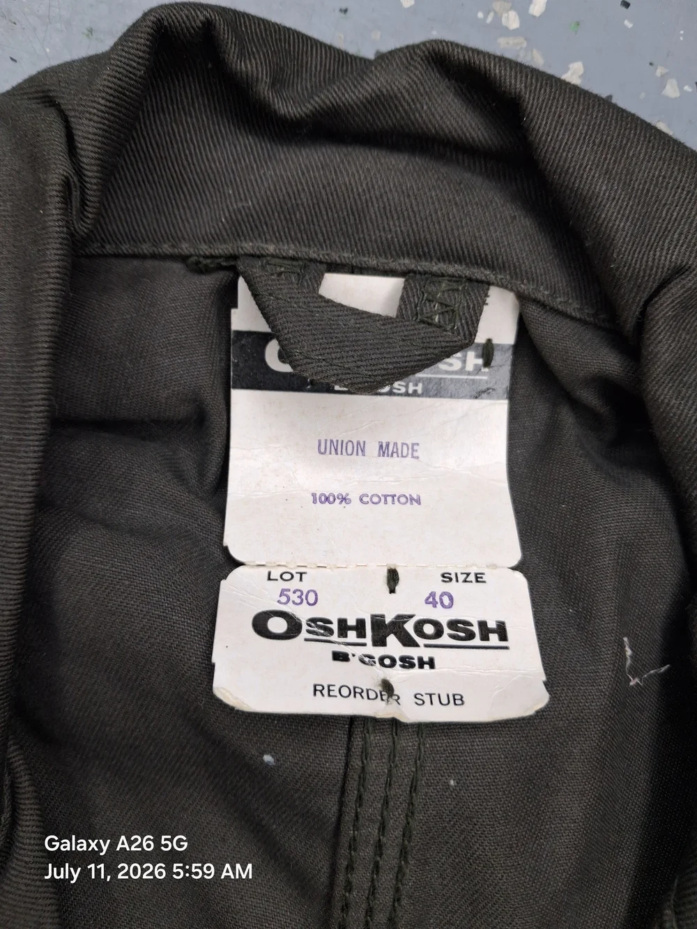 Oshkosh New Old Stock Dark Olive Green Work Coverall Jumpsuit